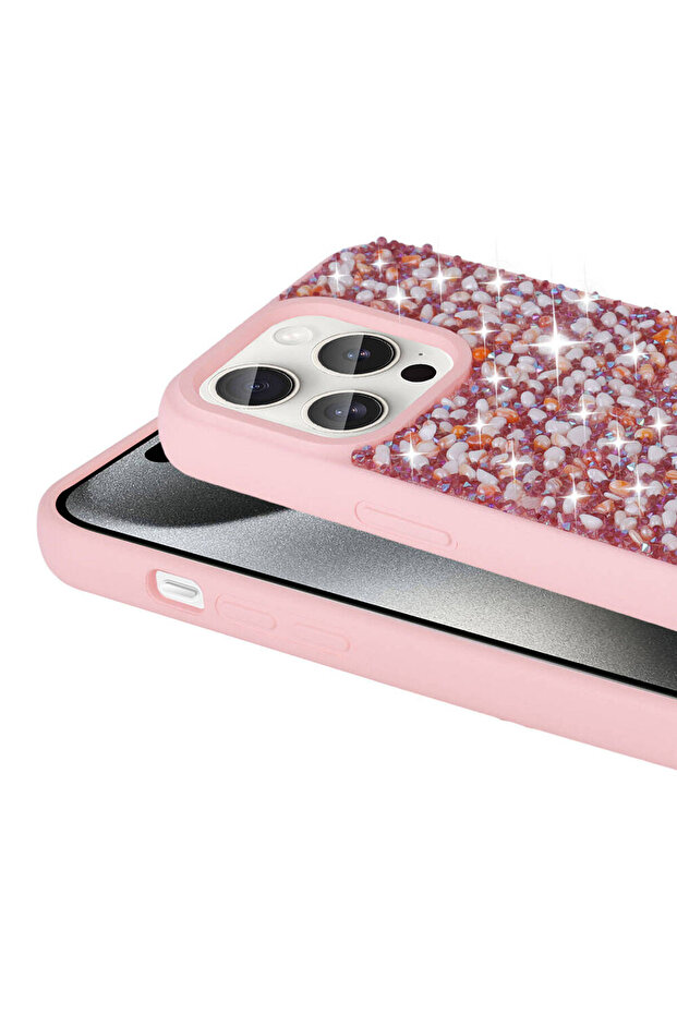 iPhone 15 Pro Max Compatible Shiny Stone Design Cppl Linea Case-Blue Light - 4