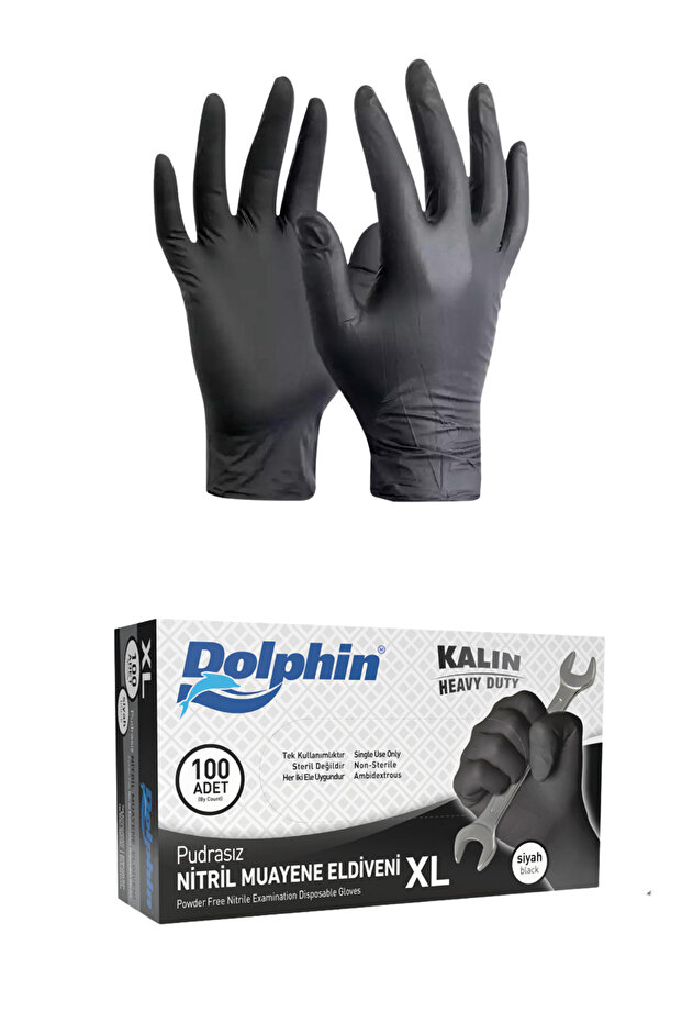 Ekstra Kalın Siyah Nitril Eldiven XL Beden - 2
