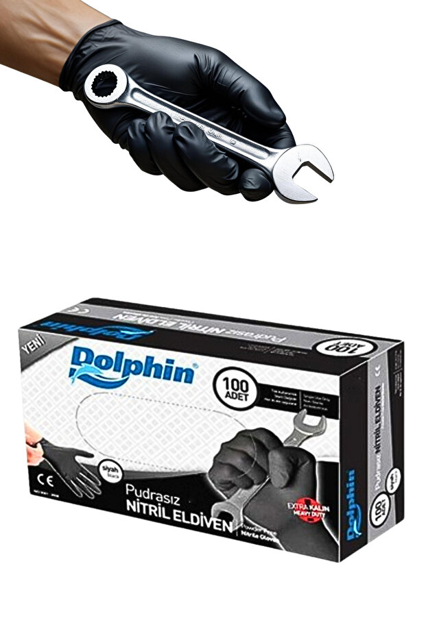 Ekstra Kalın Siyah Nitril Eldiven XL Beden - 1