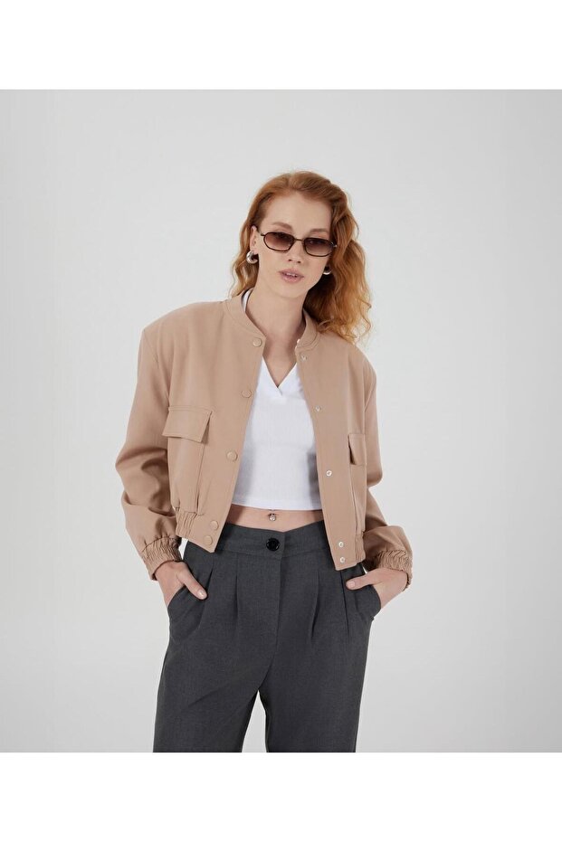 Düğmeli Bomber Ceket - 3