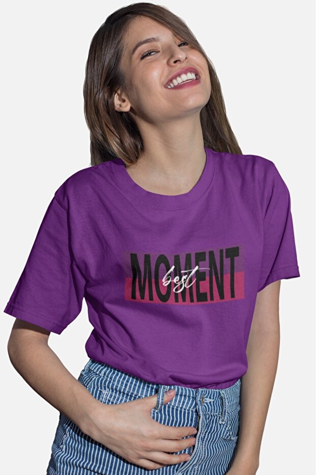 Women's Best Moment Transfer Printed Round Neck Short Sleeve T-Shirt