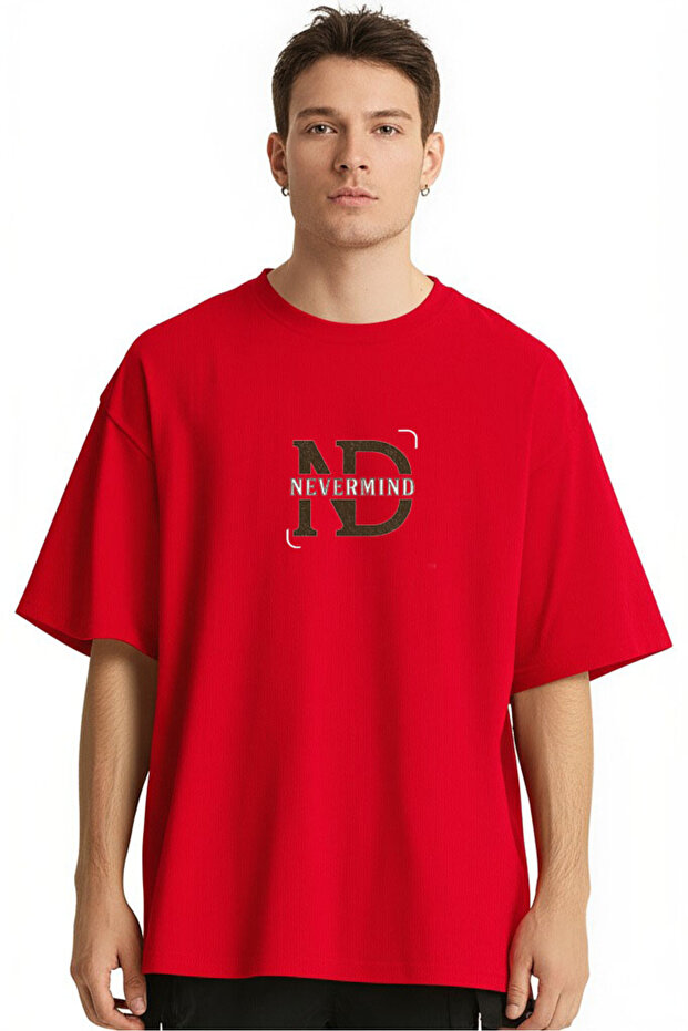 Printed Oversize T-Shirt - Men's Streetwear T-Shirt Red