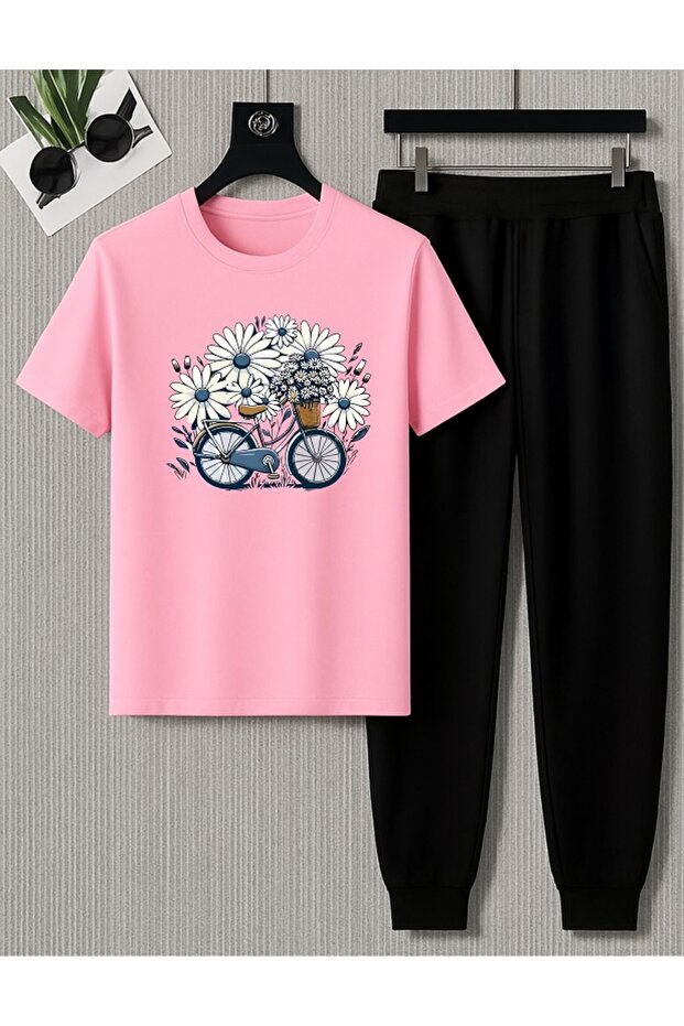 Women / Girl Wide Cut Cycling Daisy Printed Set