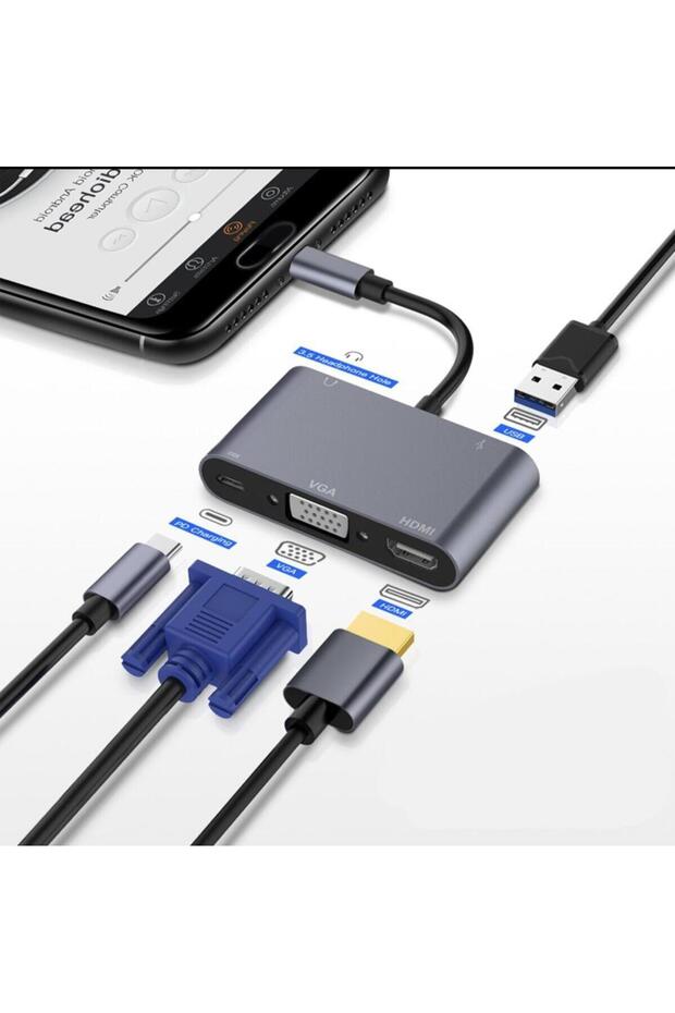 محول مايكرودجت TYPE-C HUB 4K 5 IN 1 - 1