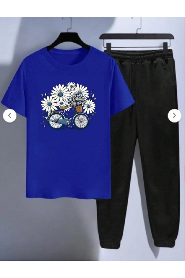 Women / Girl Wide Cut Cycling Daisy Printed Set