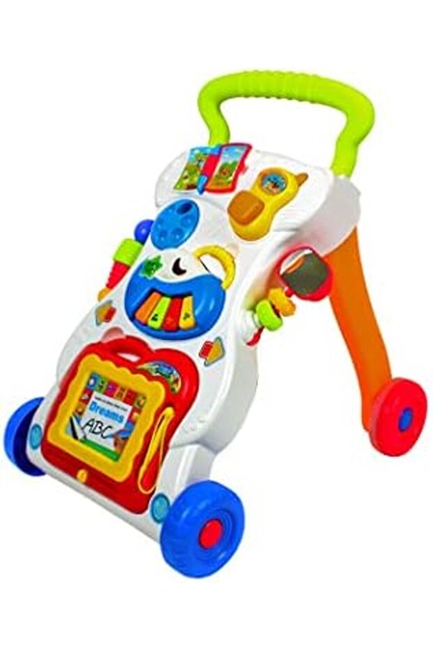 Baby Links Push Walker, Sit to Stand Learning Walker, Early Education Activity Centre with Multiple
