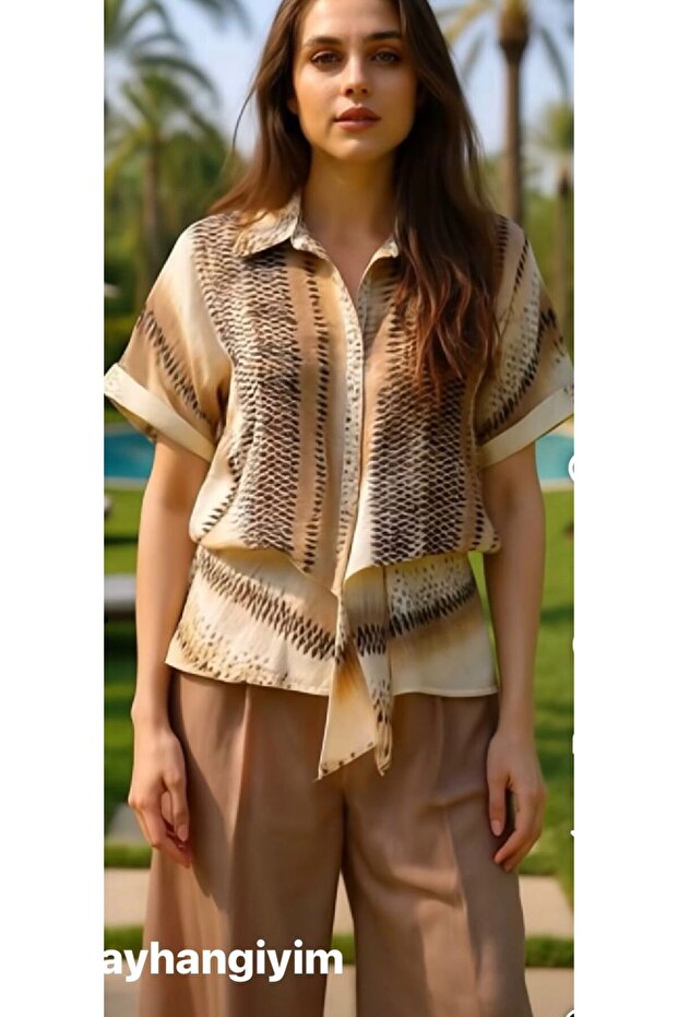 Önden Bağlamalı Gömlek - 1