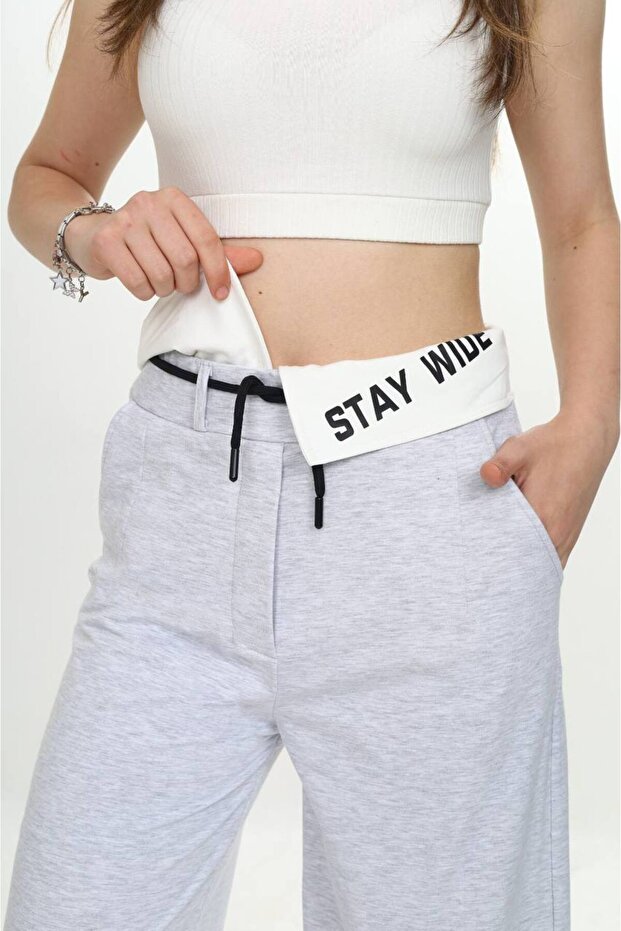 Girls' 2 Thread Garnished 100% Cotton Sports Sweatpants