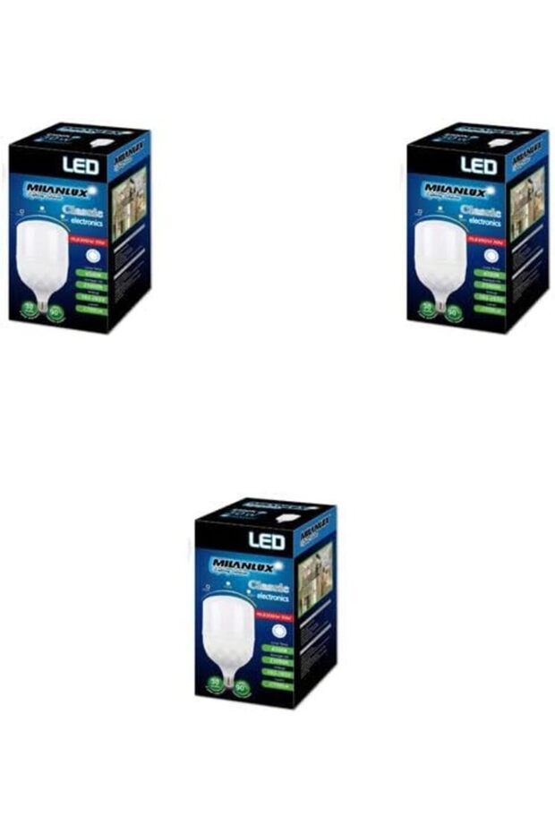 Led Bulb, Non-Dimmable , 2700 Lumen, Day-Light White (6500), 30W, E27 Base, Pack of 3