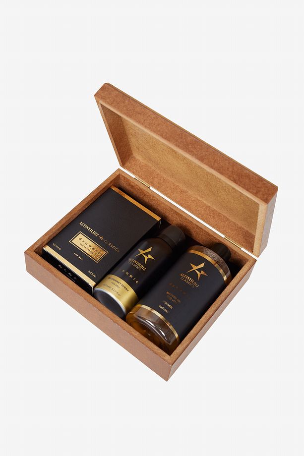Erkek Dynamıc EDP Parfüm-Deodorant-Duş Jeli Ahşap Kutulu Set (100 ML 150 ML 400 ML) Damat Bohçası - 2