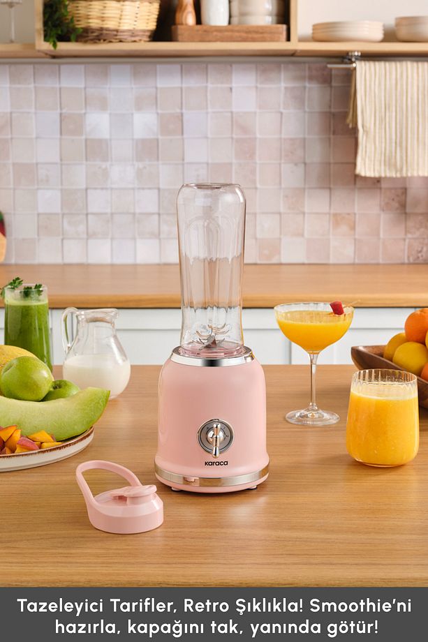 Retro Personal Kişisel Smoothie Blender Pink - 6