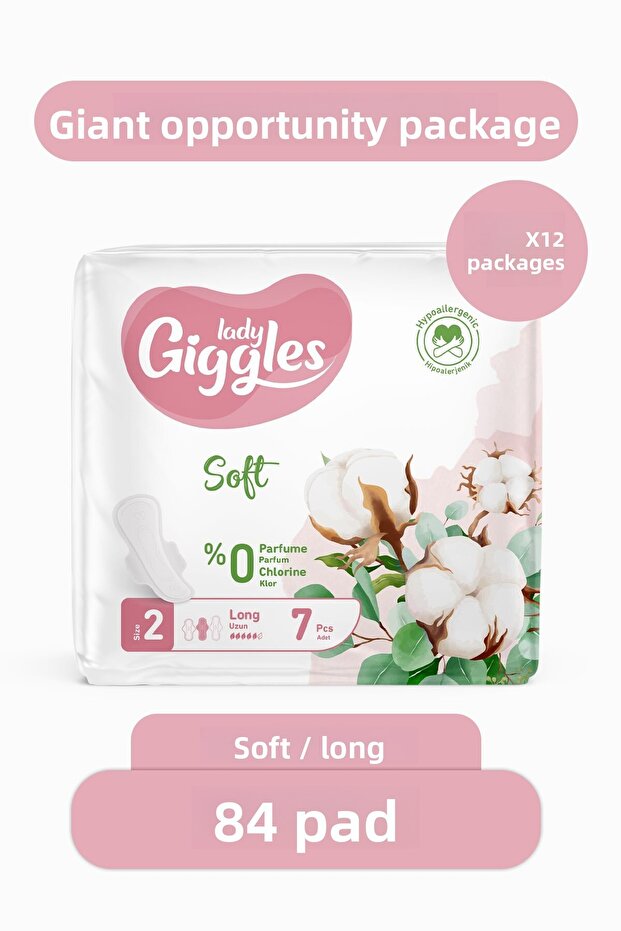 Lady Soft Hygienic Pads Long Giant Opportunity Package 84 Pieces