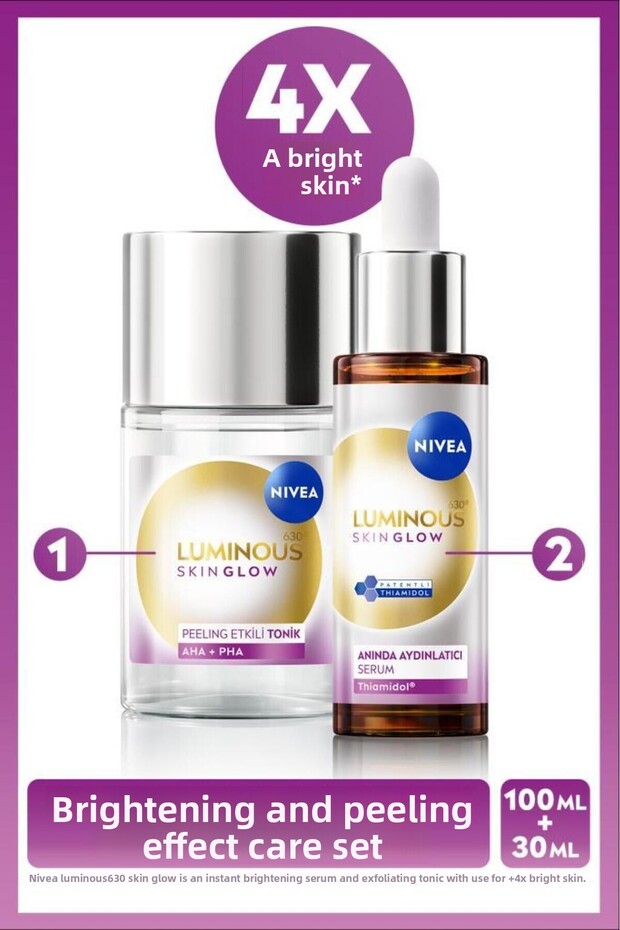Luminous630 Skin Glow Instant Brightening Serum 30ml and Peeling Effect Tonic 100ml, Even Skin Tone