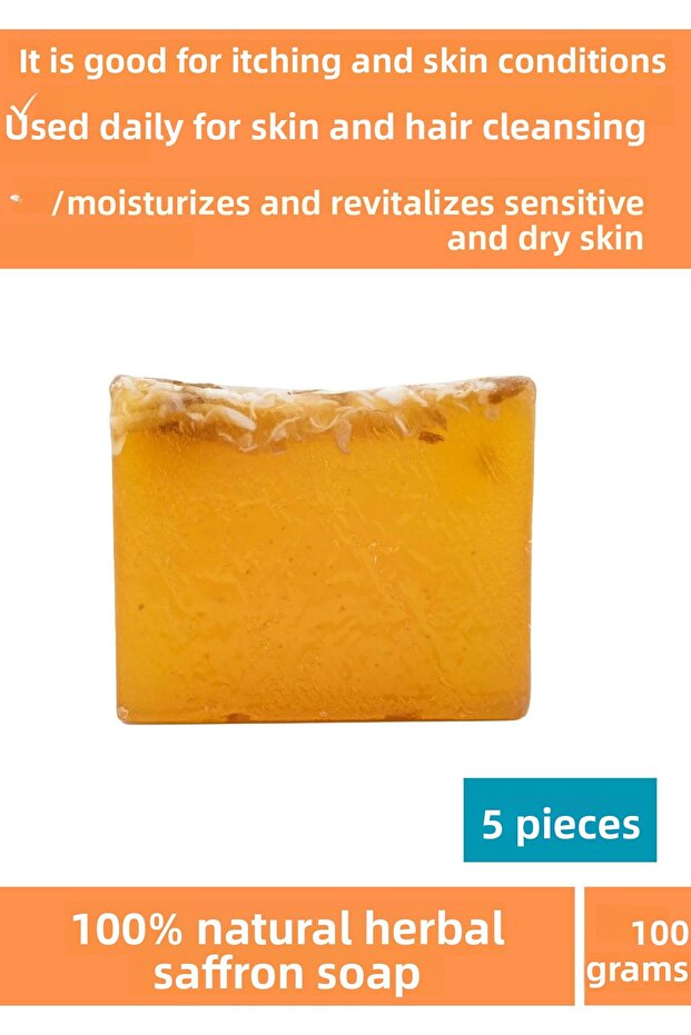 Special Production 100% Natural Skin Repairing Saffron Soap Suitable for the Whole Body 5 Pieces