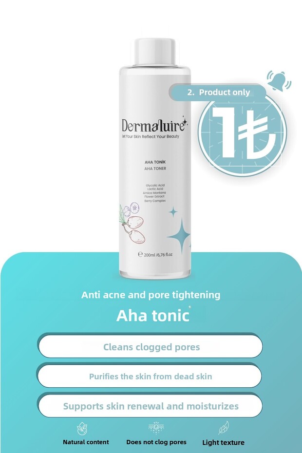 Anti-Acne and Pimples, Pore Tightening Aha Tonic 200ml (Glycolic Acid, Lactic Acid)