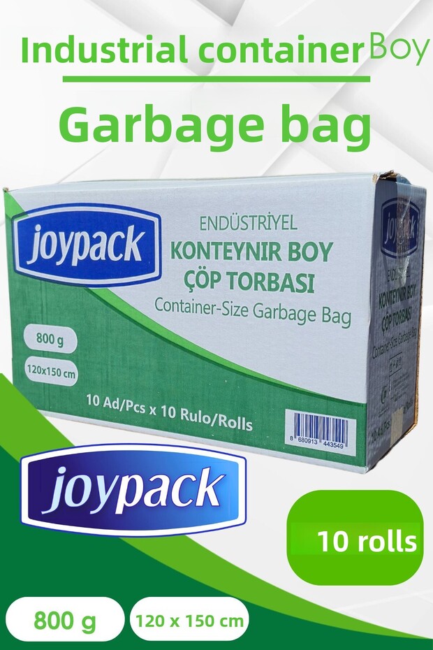 Industrial Container Garbage Bag Roll Head 10 Pieces, 10 Rolls - 800Gr 120X150 cm 240 Lt