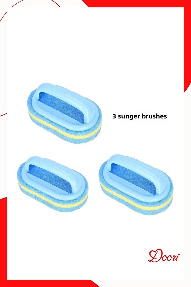 3Pcs Durable Sponge Brush 3 Layers Sink Kitchen Bathroom Tile Showercabin Dishwashing Brush