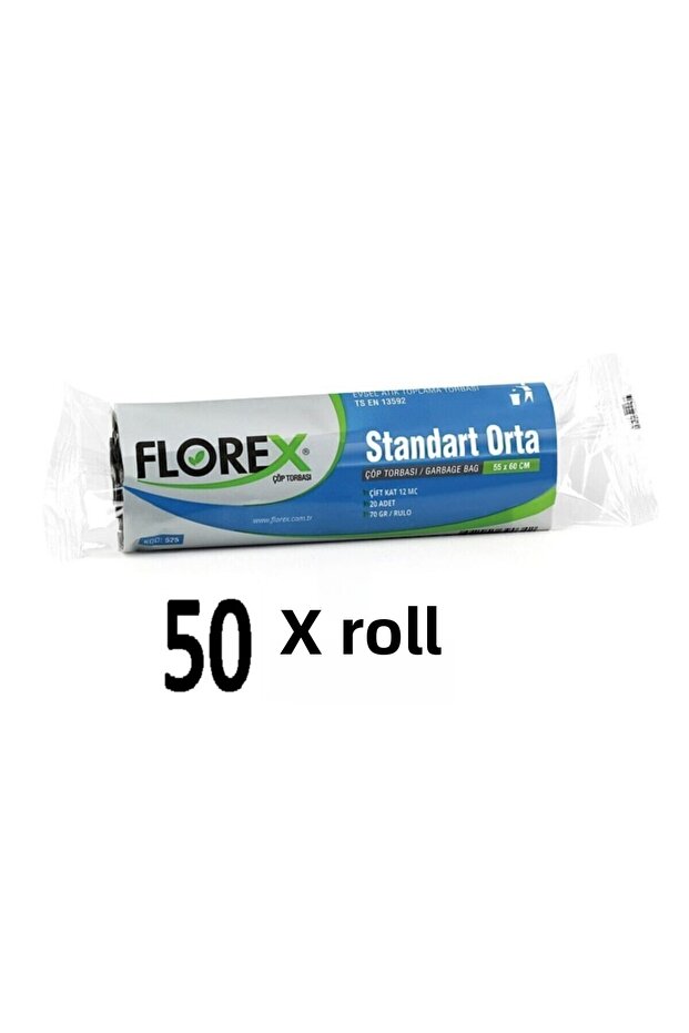 قياسي متوسط الحجم (55x60 سم) كيس نفايات أزرق 50 رول 20*50=1000 قطعة