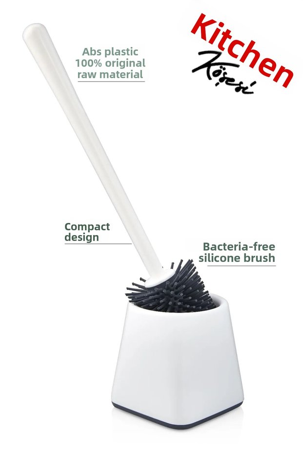 Antibacterial Silicone Tip Toilet Brush Set - Toilet and Toilet Bowl Cleaning Brush