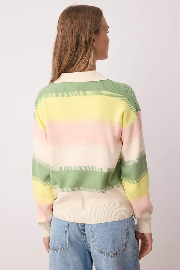 Mintfarbener Blockstrickpullover TWOAW22KZ0193 - 4