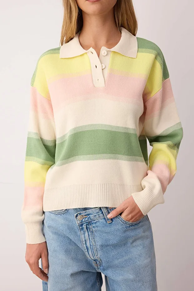 Mintfarbener Blockstrickpullover TWOAW22KZ0193 - 3