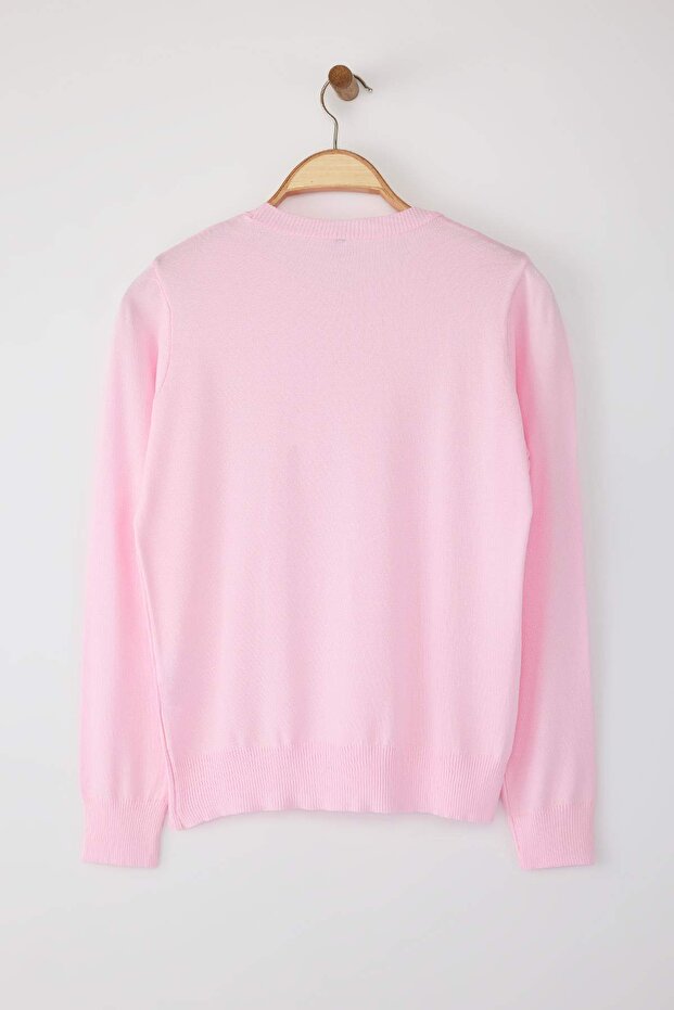 Wardrobe Essentials Pembe Merserize Görünümlü İnce Basic Triko Kazak | TWOAW26KZ00081 - 6