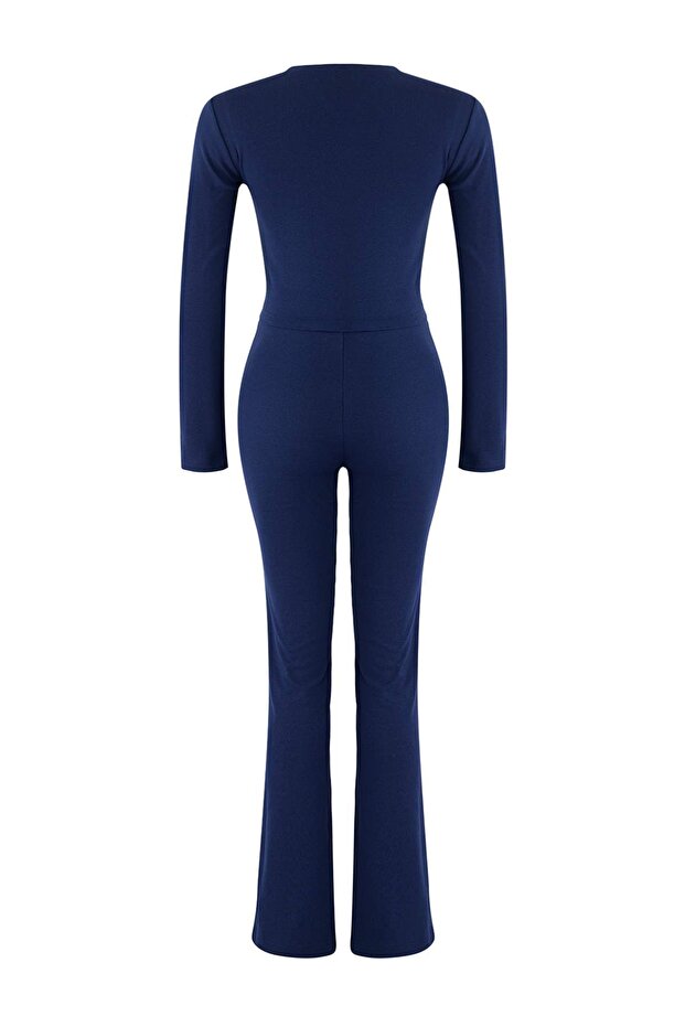 Wardrobe Essentials – Lacivert Slim/Vücuda Oturan Örme Alt-Üst Takım | TWOAW26AU00008 - 6