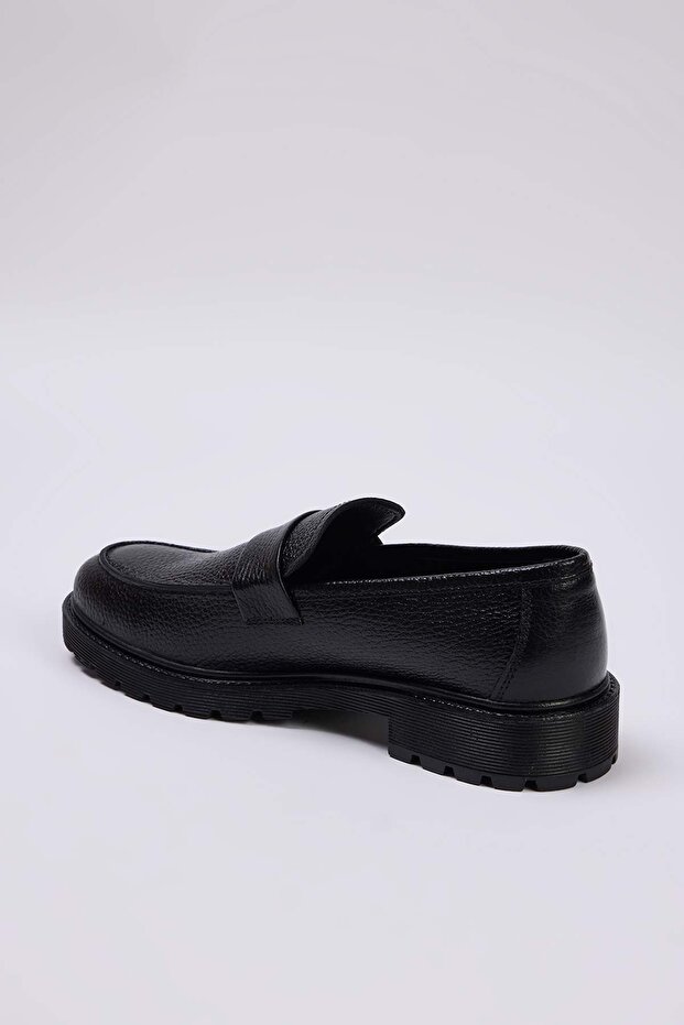 Siyah Hakiki Deri Erkek Loafer Ayakkabı TAKAW26LA00004 - 6