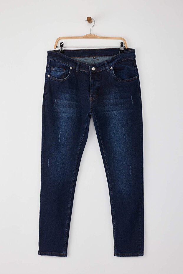Lacivert Skinny Tırnaklı Jeans Kot Pantolon TMNAW25JE00013 - 7