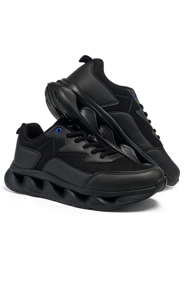 Erkek Siyah Yüksek Tabanlı Sneaker Ayakkabı - 4