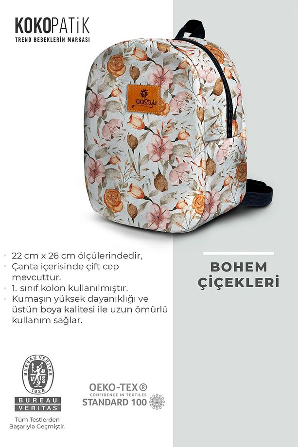 Bohem Çiçekler Desen Küçük Boy Kreş Çantası - 3