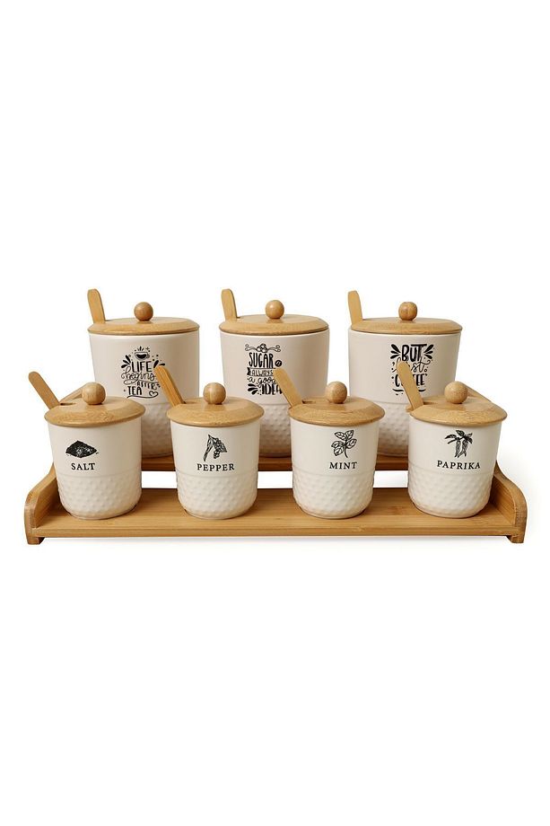 Bambu Standlı 7 Parça Baharat Seti Tutku 1409 - 2