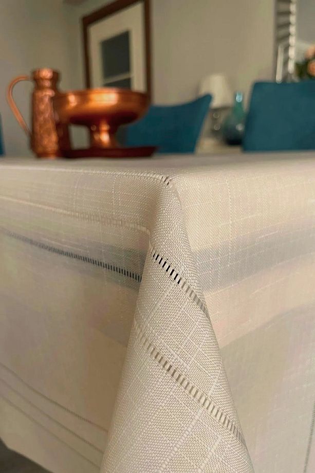 Leke Tutmayan, Kolay Temizlenen Dertsiz Colber Keten Masa Örtüsü 160cm x 220cm - 1