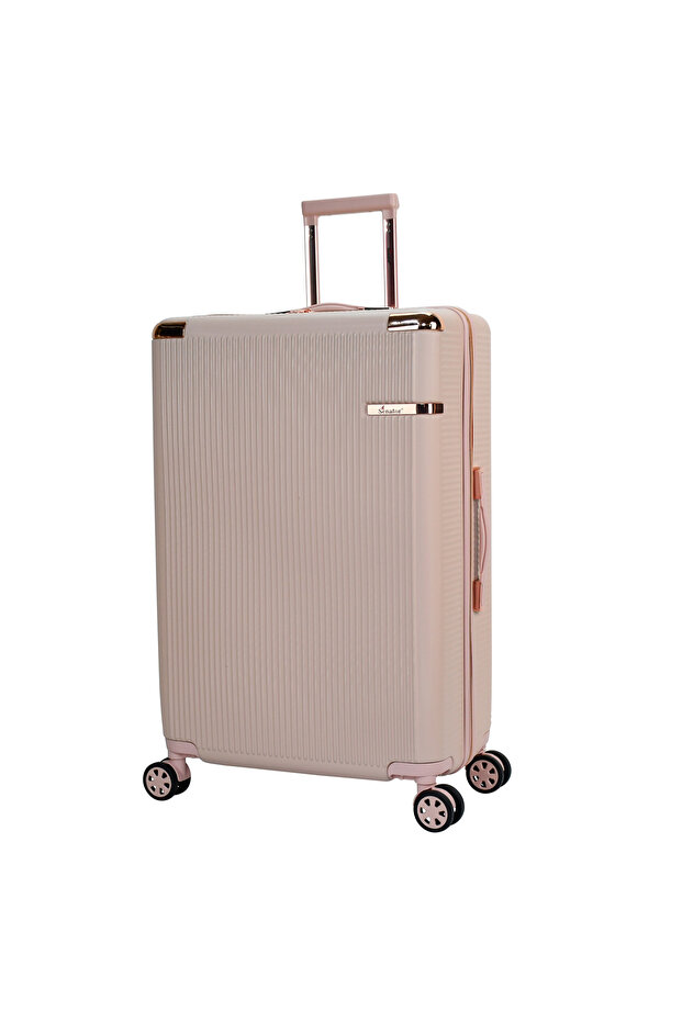Hard Large Luggage Trolley Lightweight Suitcase With Built In Tsa Type Lock A5123 Milk Pink
