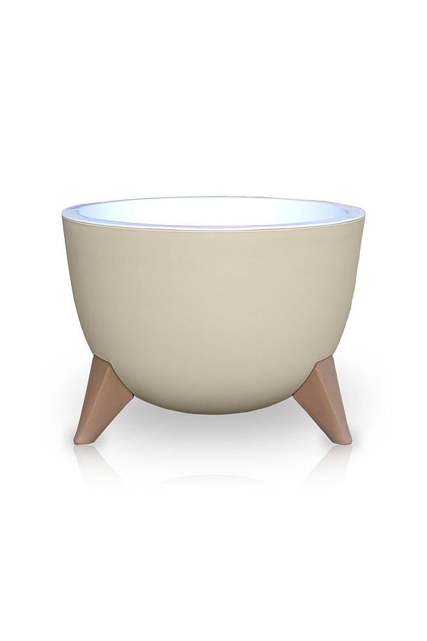 Ayaklı Küre Saksı 10 Litre Krem 32cm Plastik Drenajlı Süzgeçli Bonsai Bitki Çiçek Saksısı Ufo No3 - 3
