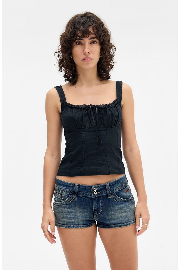 Klasik Kot Rengi Süper Mini Şort - 2