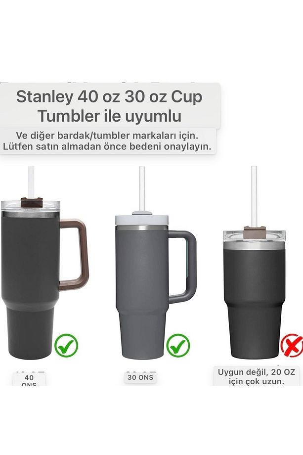 6 Adet Stanly Quencher Uyumlu Tritan Pipet Ve 1 Adet Temizleme Fırçası - 4