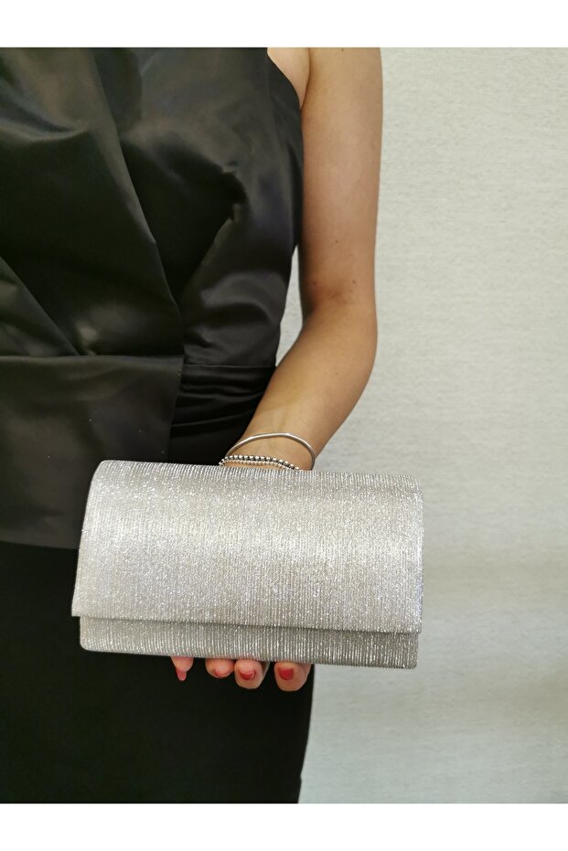 Women's Evening Dress Mini Laser Silver Chain Wedding Night Party Bag