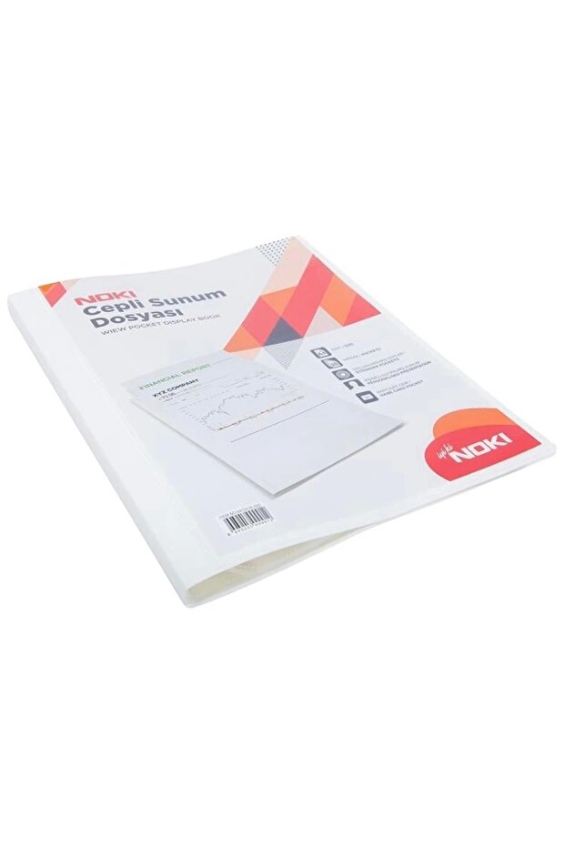 حافظة ملفات العرض التقديمي مع جيوب، 40 قطعة، لون أبيض - 1