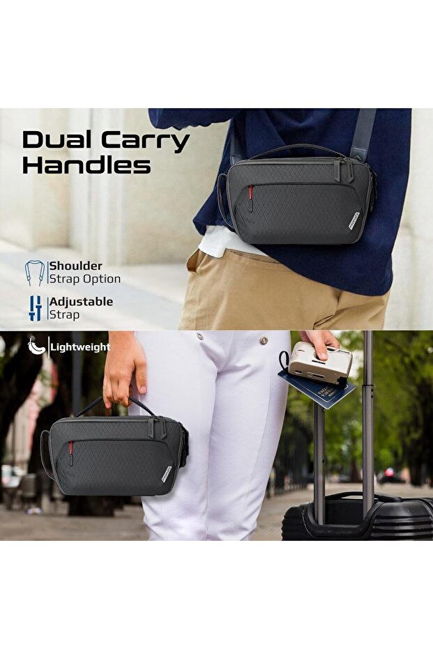 حقيبة يد متعددة الاستخدامات، مصنوعة من نسيج نايلون مقاوم للتمزق، وتحتوي على جيوب متعددة، وتتضمن حقيبة ظهر - 3