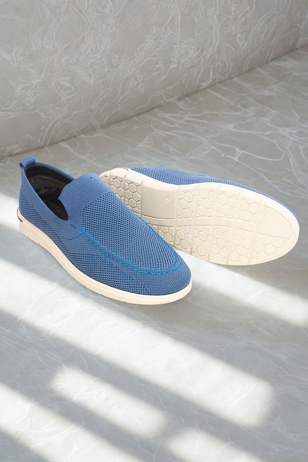 Triko Erkek Casual Günlük Ayakkabı – Rahat, Hafif Ve Şık Slip-on Model Mavi Renk - 3