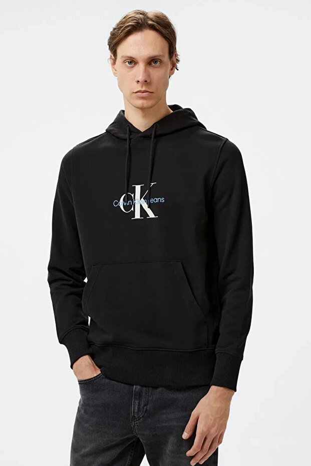 DISTRESSED MONOLOGO HOODIE Erkek SİYAH Sweatshirt J30J326875-BEH - 1