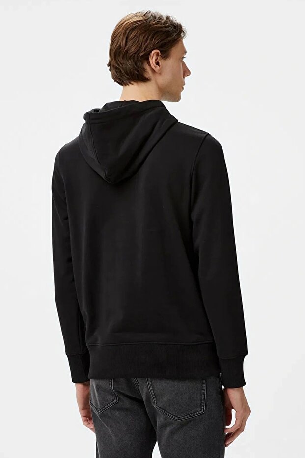 DISTRESSED MONOLOGO HOODIE Erkek SİYAH Sweatshirt J30J326875-BEH - 4