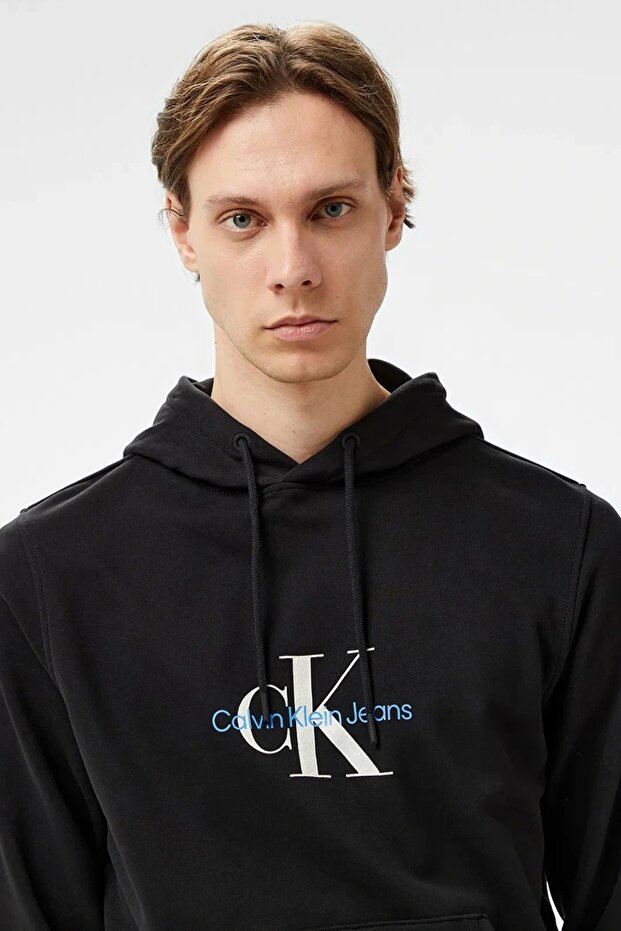 DISTRESSED MONOLOGO HOODIE Erkek SİYAH Sweatshirt J30J326875-BEH - 3