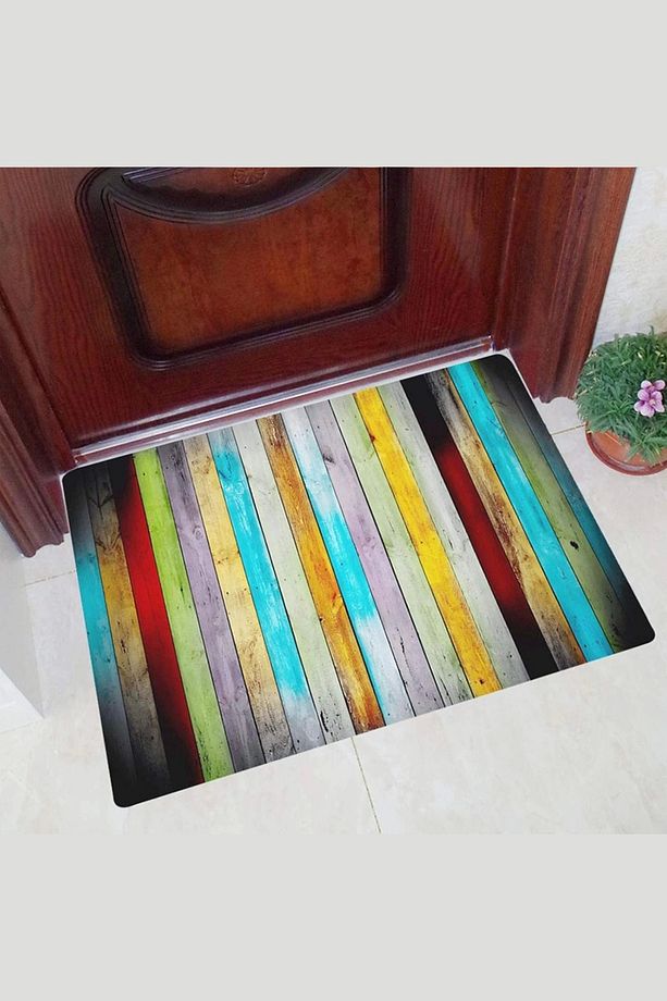 Rustik Ahşap Renkli Kapı Önü Paspası 45x70 Cm - 1