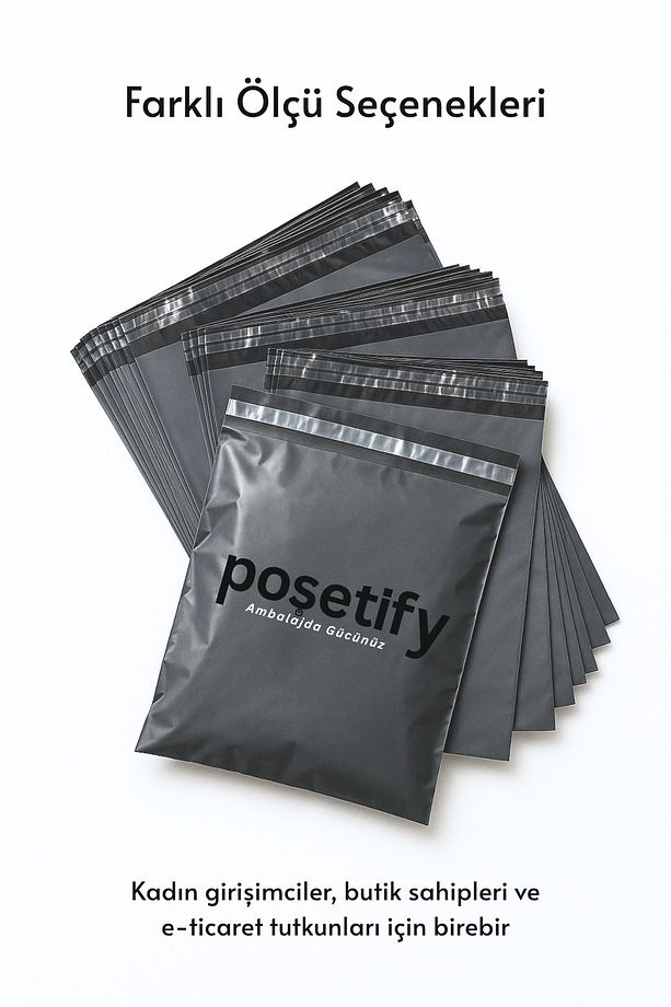 Gri Cepsiz Kargo Poşeti 24x30+5 cm | Yapışkan Bantlı Kargo Zarfı | 50’li E-Ticaret Poşeti - 7