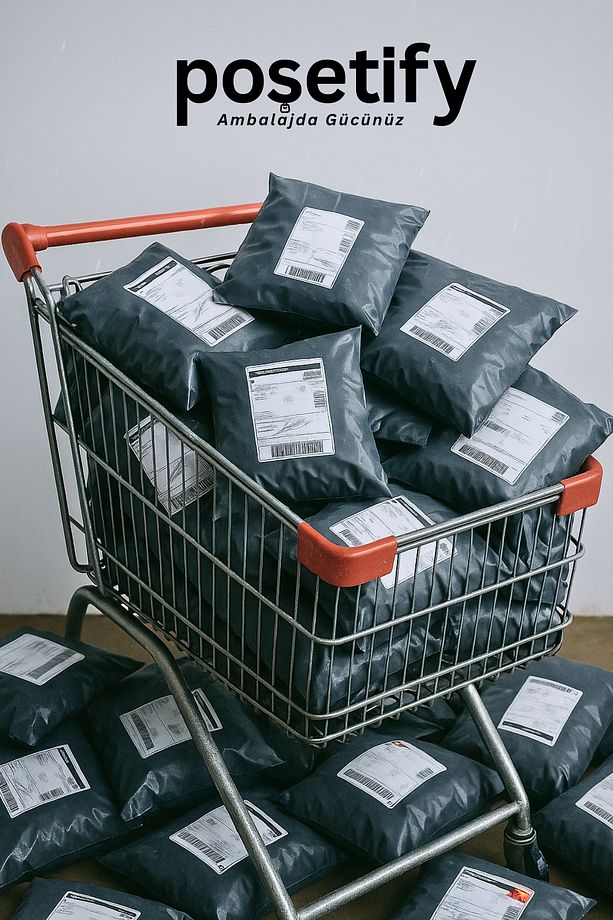 Gri Cepsiz Kargo Poşeti 24x30+5 cm | Yapışkan Bantlı Kargo Zarfı | 100’lü E-Ticaret Poşeti - 5