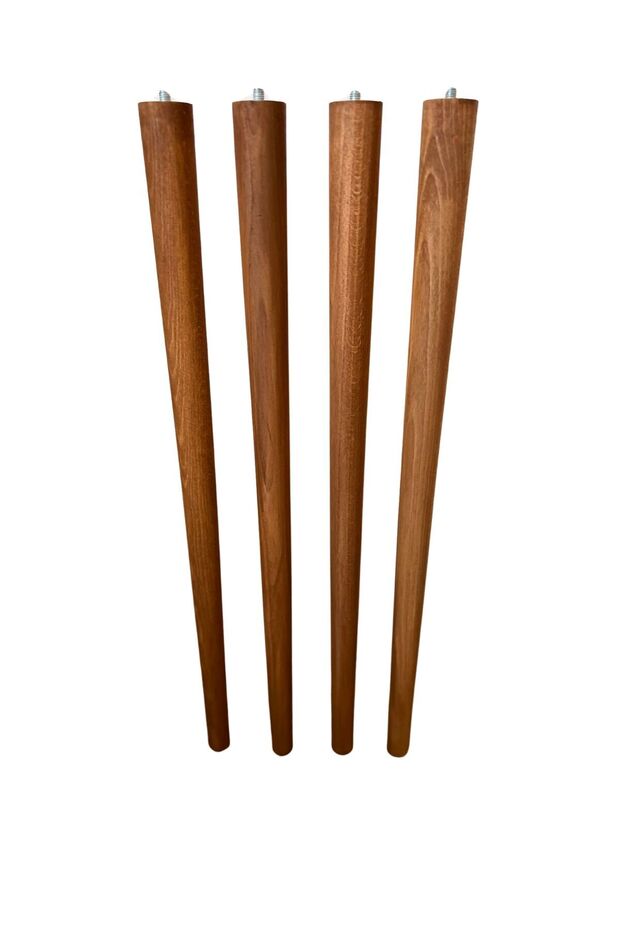 60 Cm Açık Meşe Ahşap Masa Sehpa Ayağı Konik Ayak 4 Adet Ayak + Açili Aparat Ve Vidalar Dahil - 4