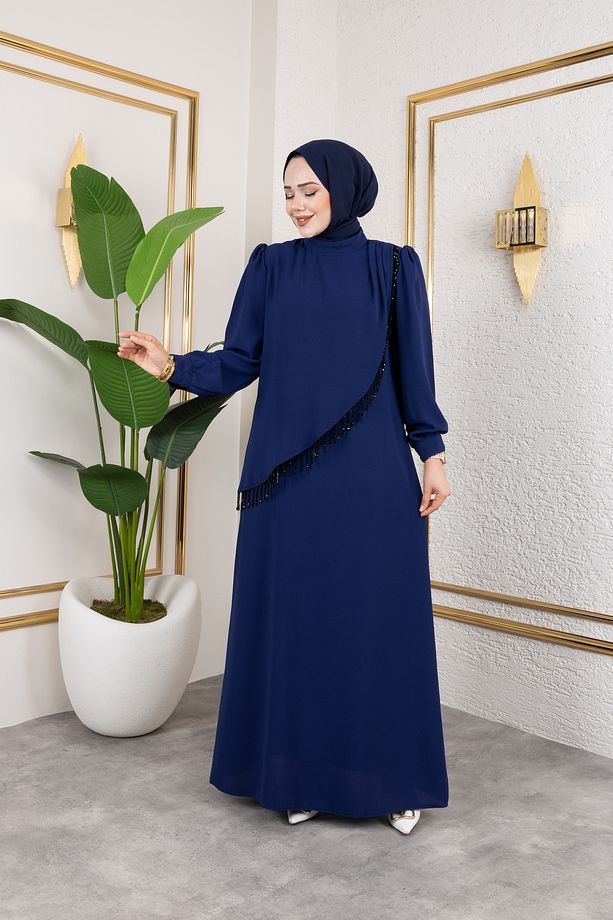 merve elbise çapraz kristal taşlı - 1