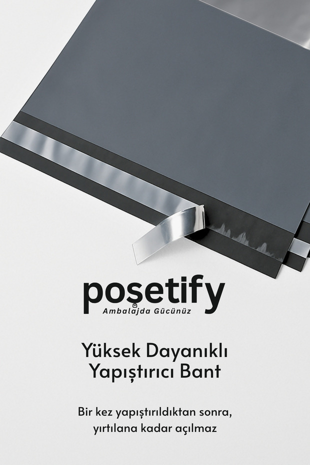 50 Adet Cepli Kargo Poşeti 22x30+5 cm | Gri Renk Yapışkan Bantlı Gönderi Zarfı | E-Ticaret Poşeti - 5